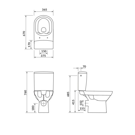 Toilet Cersanit Compact 601 CITY NEW 010 with slow lid