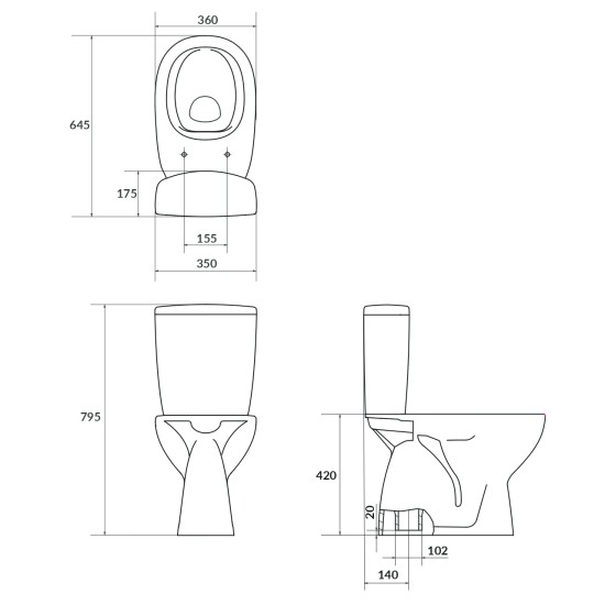 Tualete Cersanit Compact 684 ARTECO 020 ar lēnu vāku