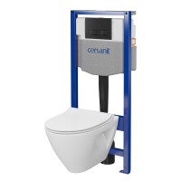 Wall-hung toilet Cersanit B953 WHB, frame, button, slow-closing lid