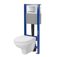 Wall-hung toilet Cersanit B980 WHB, frame, button, slow-closing lid