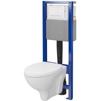 Wall-hung toilet Cersanit C04 WHB411, frame, button, slow-closing lid
