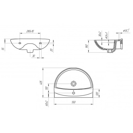 Washbasin Cersanit MITO RED 55