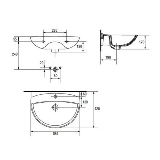 Washbasin Cersanit MITO RED 60