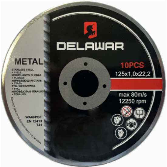 Diskas metalo pjov. DELAWAR 125x1.0x22