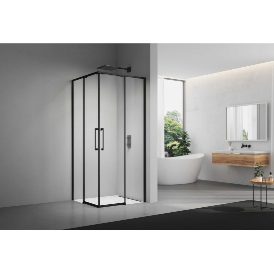 Dušo kabina ELEGANCE 90x90 juoda/skaidri be pado