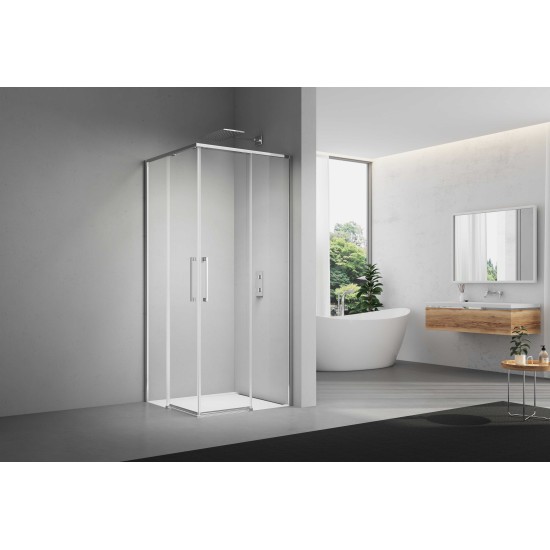 Dušo kabina ELEGANCE 100x100 chrom/skaidri be pado