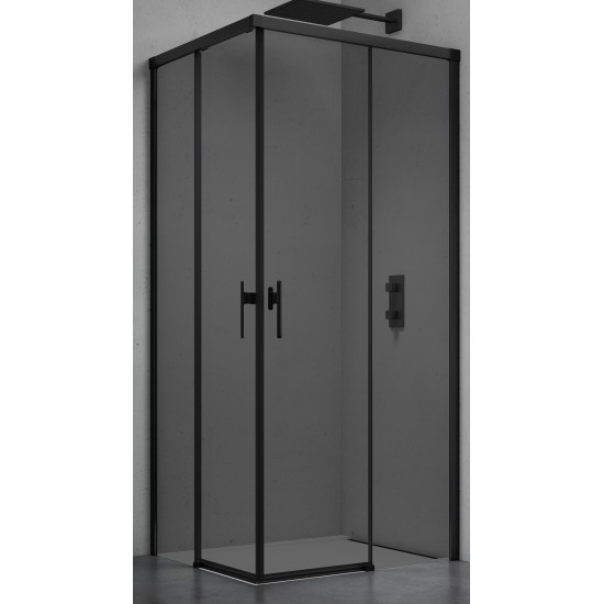 Dušo kabina LUXERA 100x100 juoda/pilka be pado