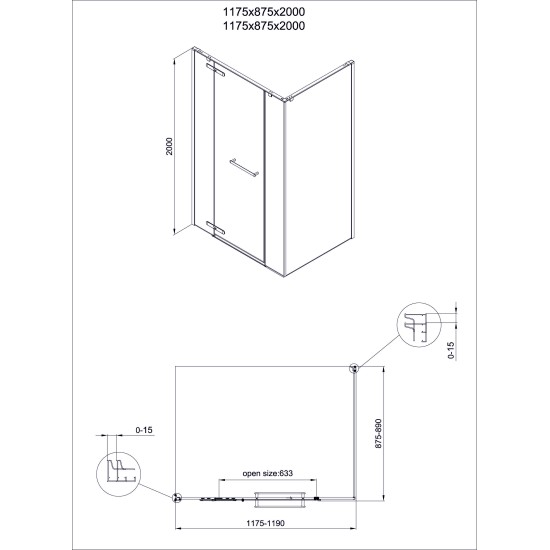 Dušo kabina PRESTIGE 120x90 juoda/skaidri be pado