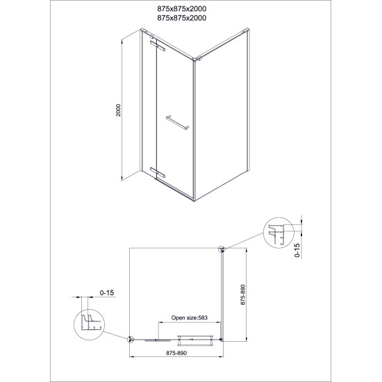 Dušo kabina PRESTIGE 90x90 chrom/pilka be pado
