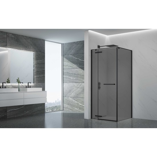 Dušo kabina PRESTIGE 100x100 juoda/pilka be pado