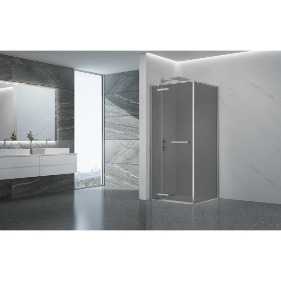 Dušo kabina PRESTIGE 100x100 chrom/pilka be pado