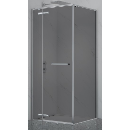 Dušo kabina PRESTIGE 100x100 chrom/pilka be pado
