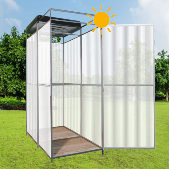 Action! Outdoor shower cabin with drum with shower capacity 75L