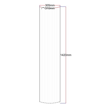 Dušo kabinos šoninis stiklas lenktas 305x1420 (310 mm) skaidrus dekoras 4.35.