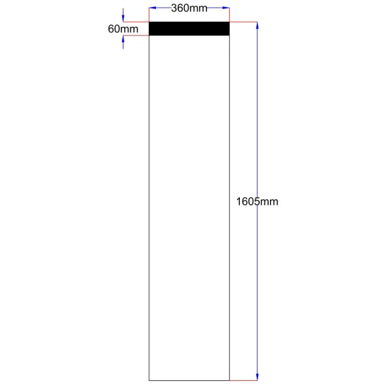 Dušo kabinos šoninis stiklas tiesus 360x1605 grey 3.1.