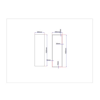 Dušo kabinos šoninis stiklas tiesus 460x1520 juodas, stiklas rėme (stiklas 475x1535 mm)