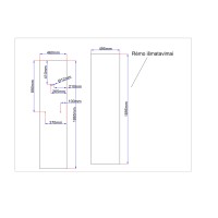 Shower enclosure rear glass 460x1865 black