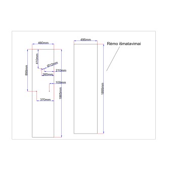 Shower enclosure rear glass 460x1865 black Shower enclosure rear glass 460x1865 black