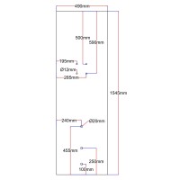 Shower enclosure rear glass 490x1545 black