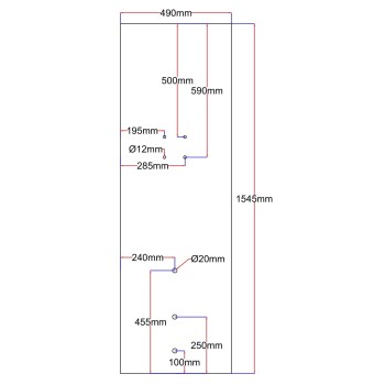 Shower enclosure rear glass 490x1545 black Shower enclosure rear glass 490x1545 black