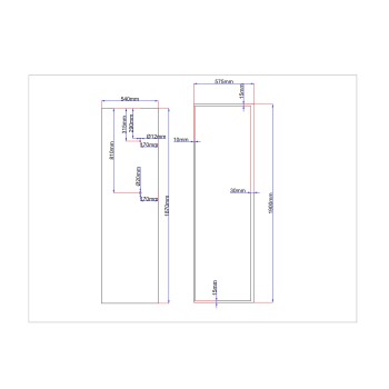 Shower enclosure rear glass 540x1870 black Shower enclosure rear glass 540x1870 black