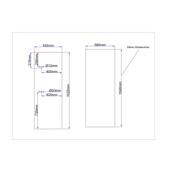 Shower enclosure rear glass 545x1520 black Shower enclosure rear glass 545x1520 black