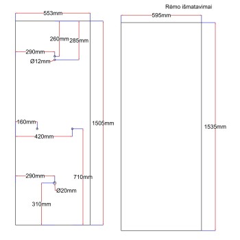 Shower enclosure rear glass 553x1505  black Shower enclosure rear glass 553x1505  black
