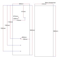Shower enclosure rear glass 565x1645 black 2006