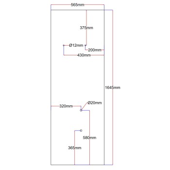 Shower enclosure rear glass 565x1645 black Shower enclosure rear glass 565x1645 black