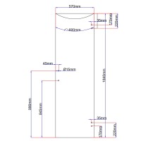 Shower enclosure doors are curved 570x1840 transparent
