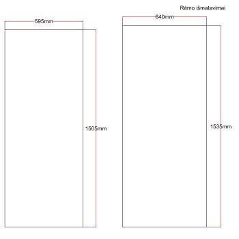 Shower enclosure rear window 595x1505 black Shower enclosure rear window 595x1505 black