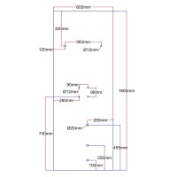 Shower enclosure rear glass 605x1600 black pearl