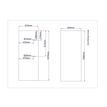 Shower enclosure rear glass 610x1575 black Shower enclosure rear glass 610x1575 black