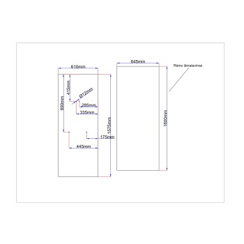 Shower enclosure rear glass 610x1575 black Shower enclosure rear glass 610x1575 black