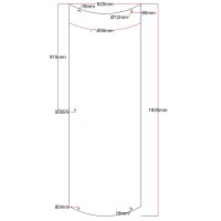 The shower cab door is curved 620x1835 (650 mm curved part) fabric