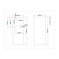 Shower enclosure rear glass 635x1590 black