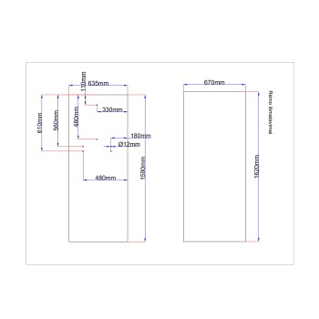 Shower enclosure rear glass 635x1590 black Shower enclosure rear glass 635x1590 black