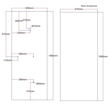 Shower enclosure rear glass 635x1590 black Shower enclosure rear glass 635x1590 black