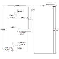 Shower enclosure rear glass 655x1620 black
