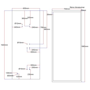 Shower enclosure rear glass 655x1620 black Shower enclosure rear glass 655x1620 black