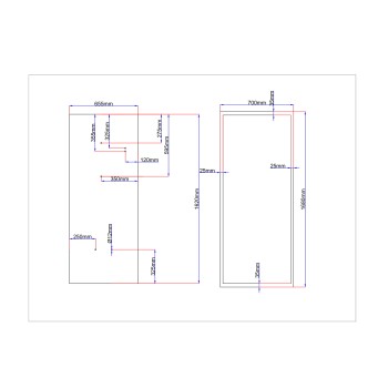 Shower enclosure rear glass 655x1620 black Shower enclosure rear glass 655x1620 black