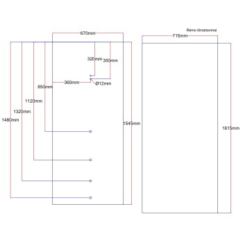 Shower enclosure rear window 670x1545 black Shower enclosure rear window 670x1545 black