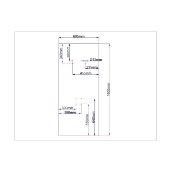 Shower enclosure rear glass 695x1600 black Shower enclosure rear glass 695x1600 black