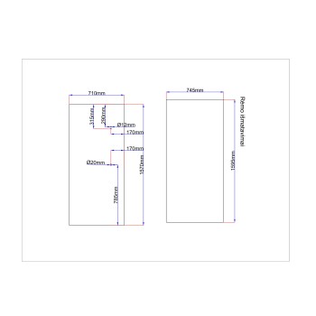 Shower enclosure rear glass 710x1570 black Shower enclosure rear glass 710x1570 black