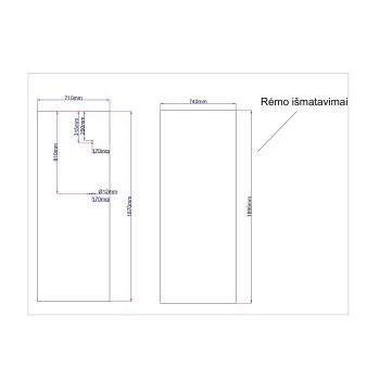 Shower enclosure rear glass 710x1870 black Shower enclosure rear glass 710x1870 black