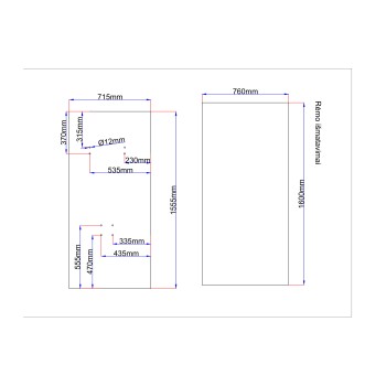 Shower enclosure rear glass 715x1555 black Shower enclosure rear glass 715x1555 black