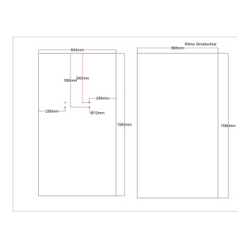 Shower enclosure rear window 845x1560 black II Shower enclosure rear window 845x1560 black II
