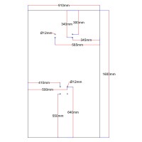 Shower enclosure rear glass 910x1600 black