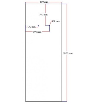Shower rear window black mirror 530x1826 mm 5.33