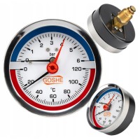 Thermomanometer horizontal 80mm 1-6bar
